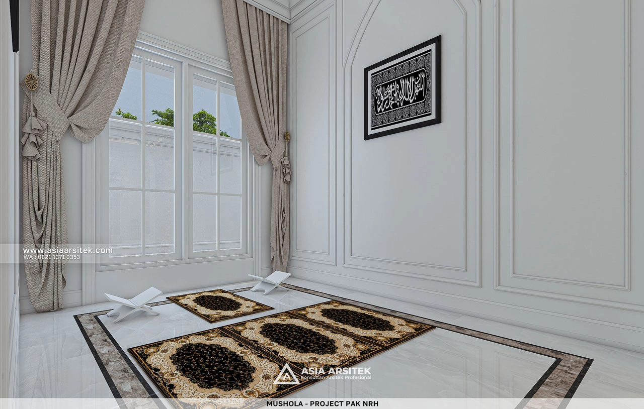 Desain Mushola Rumah Klasik 1 Lantai Bapak NRH di Gambut Kalimantan Selatan
