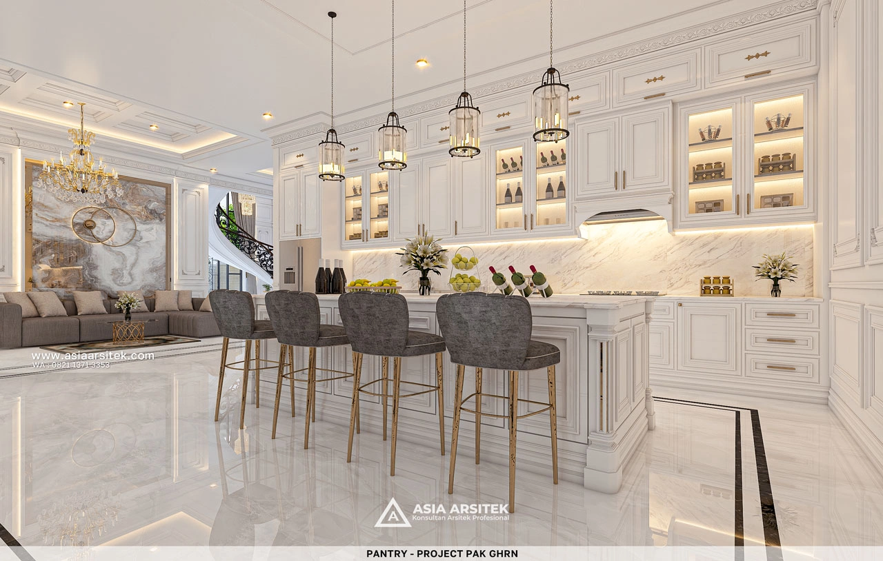 Desain Pantry Rumah Klasik 2 Lantai Bapak GHRN di Tambun Bekasi