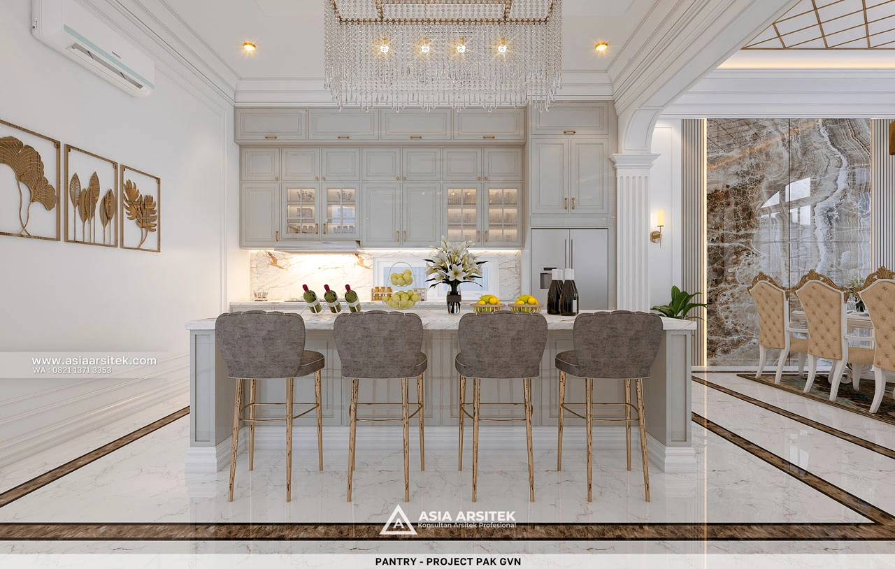 Desain Pantry Rumah Klasik 2 Lantai Bapak GVN di Kelapa Dua Tangerang