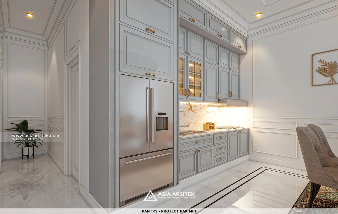 Desain Pantry Rumah Klasik 2 Lantai Pak MFT di Sawangan Depok