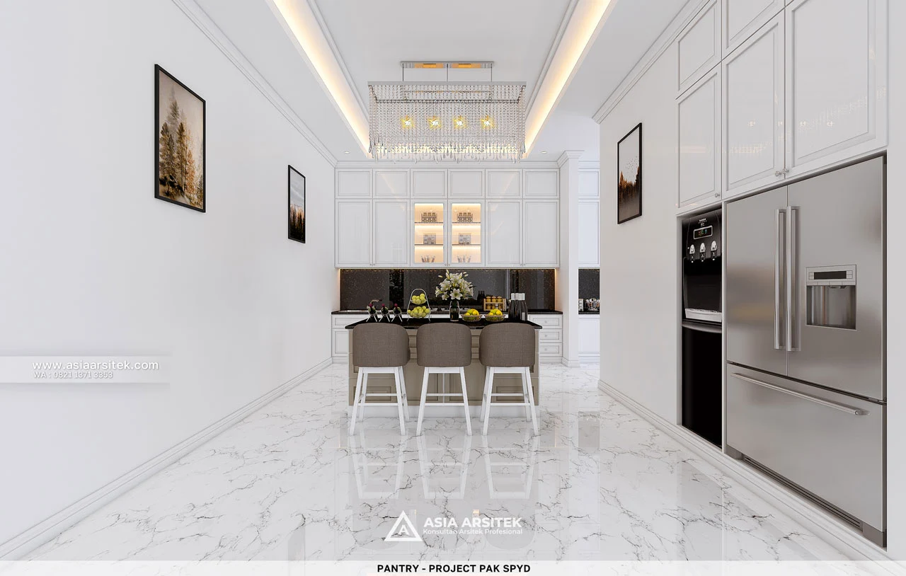 Desain Pantry Rumah Klasik 4 Lantai Bapak SPYD di Larangan Tangerang