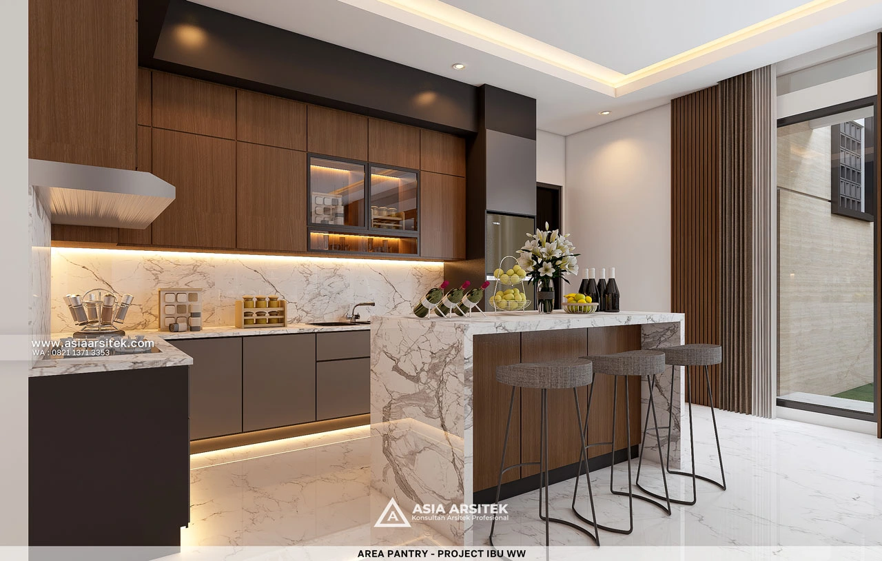 Desain Pantry Rumah Modern 2 Lantai Ibu WW Surabaya Jawa Timur