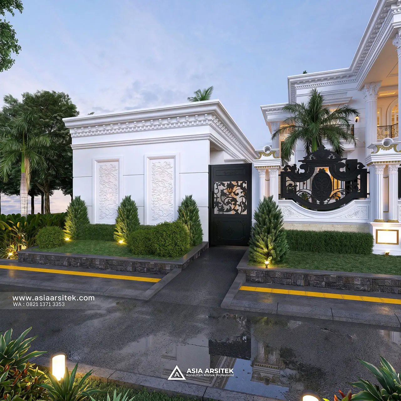 Desain Pos Jaga Rumah Klasik 4 Lantai Bapak BDR di Cibitung Bekasi