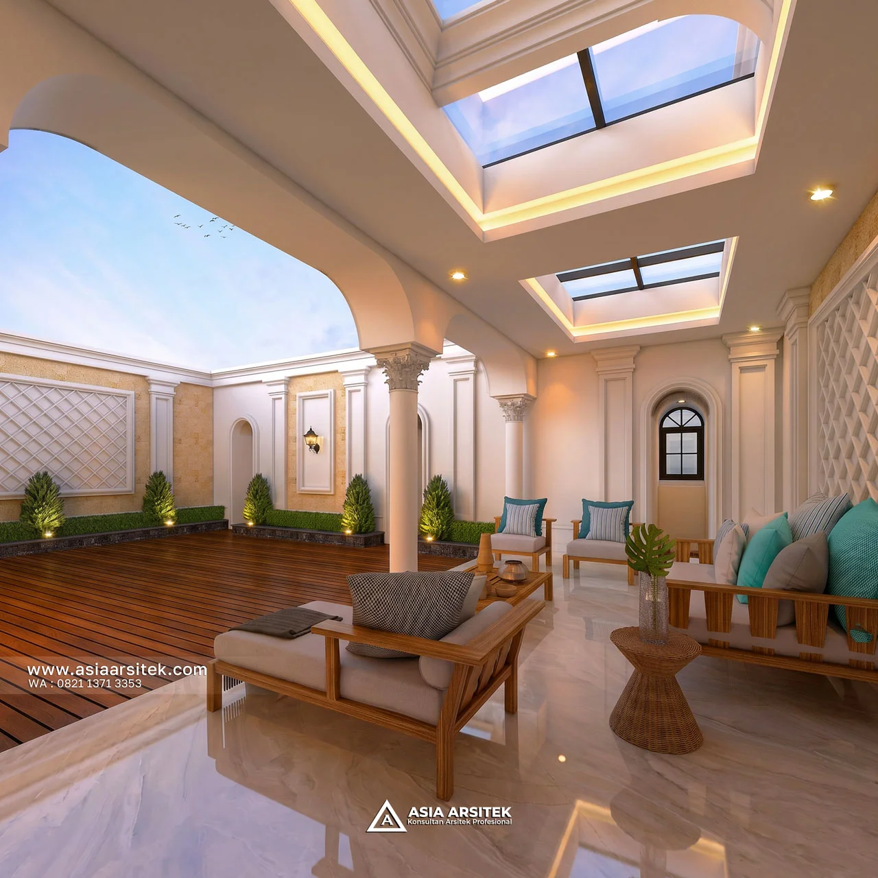 Desain Rooftop Nyaman Rumah Klasik 3 Lantai Bapak EKS di Kelapa Dua Tangerang