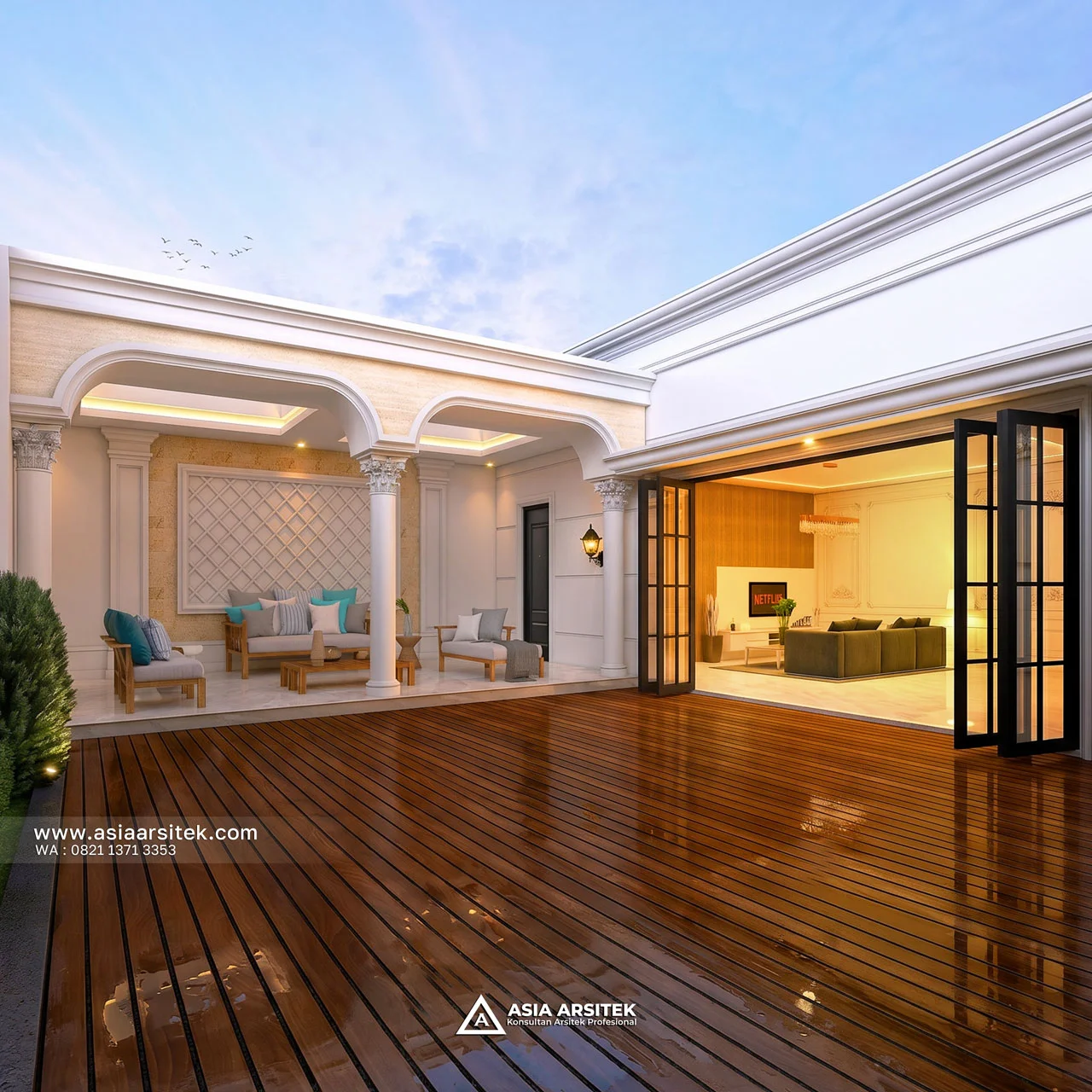 Desain Rooftop Rumah Klasik 3 Lantai Bapak EKS di Kelapa Dua Tangerang
