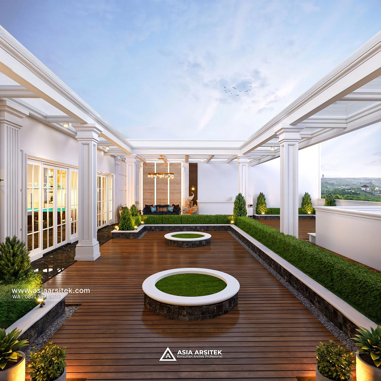 Desain Rooftop Rumah Klasik 4 Lantai Bapak ALY di Kelapa Gading Jakarta Utara