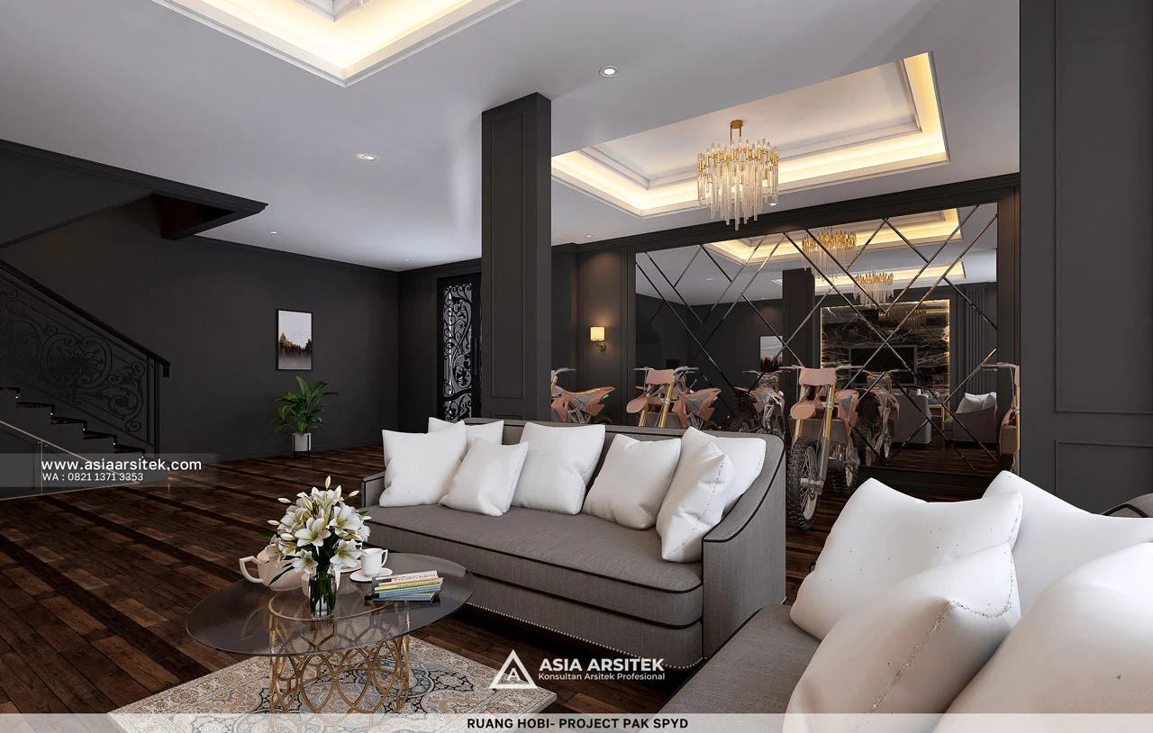 Desain Ruang Hobi Mewah Rumah Klasik 4 Lantai Bapak SPYD di Larangan Tangerang