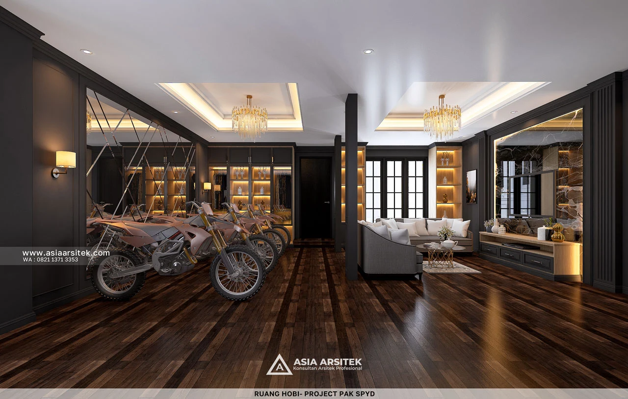 Desain Ruang Hobi Rumah Klasik 4 Lantai Bapak SPYD di Larangan Tangerang
