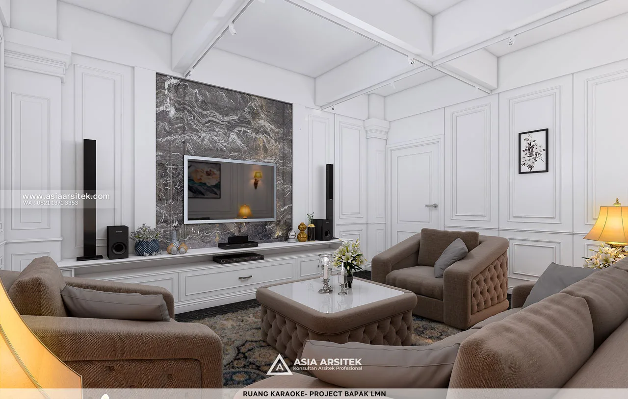 Desain Ruang Karaoke Rumah Klasik 3 Lantai Bapak LMN di Sentul City Bogor