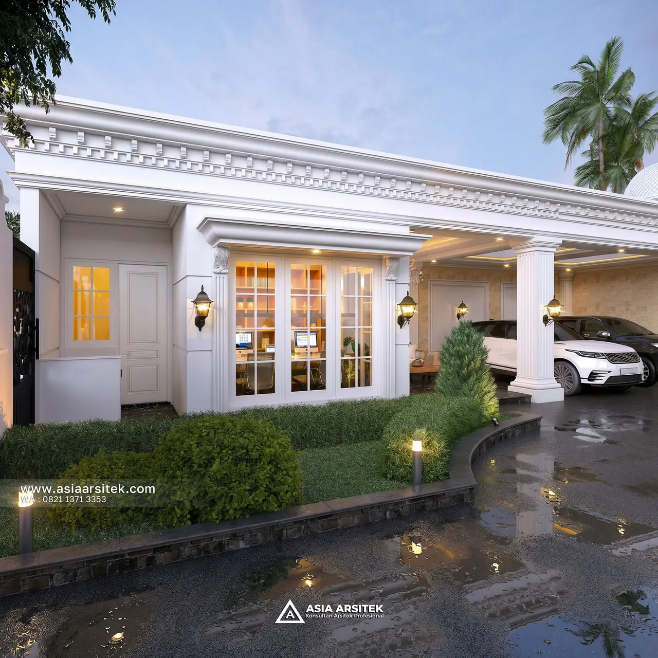 Desain Ruang Kerja Dan Carport Rumah Klasik 4 Lantai Bapak BDR di Cibitung Bekasi