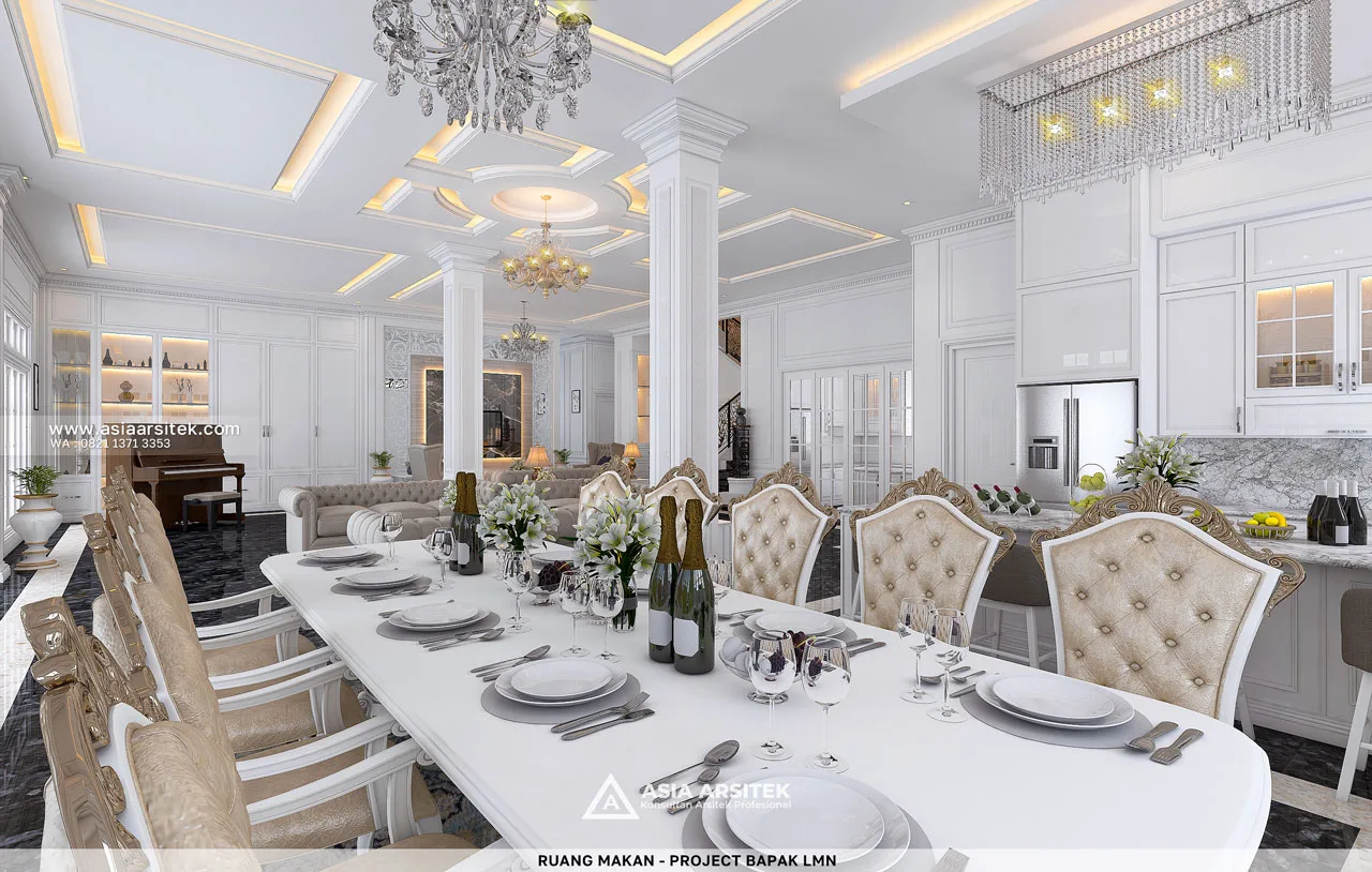 Desain Ruang Makan 2 Rumah Klasik 3 Lantai Bapak LMN di Sentul City Bogor