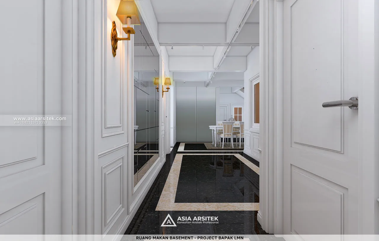 Desain Ruang Makan Basement 4 Rumah Klasik 3 Lantai Bapak LMN di Sentul City Bogor