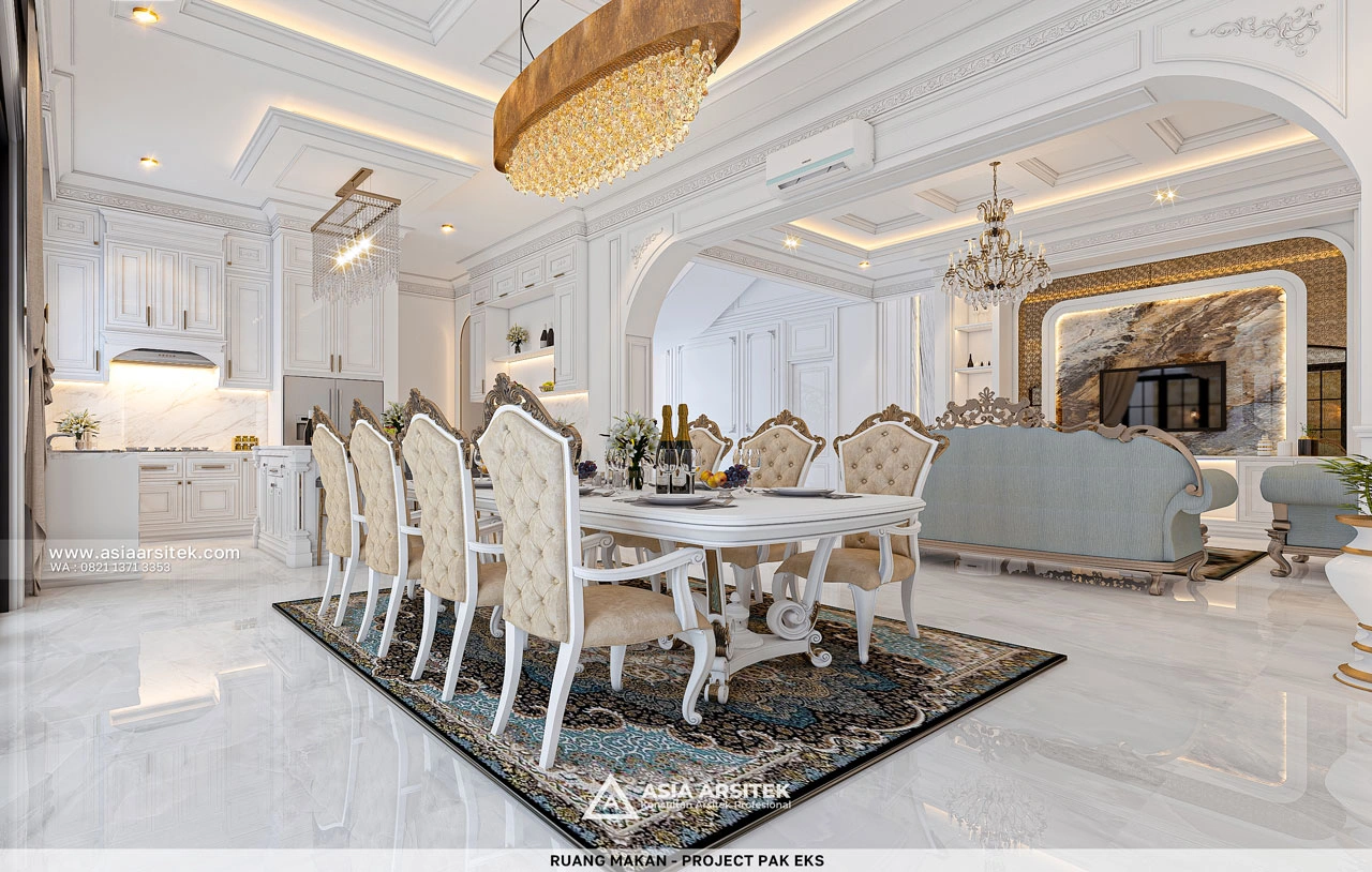 Desain Ruang Makan Rumah Klasik 3 Lantai Bapak EKS di Kelapa Dua Tangerang