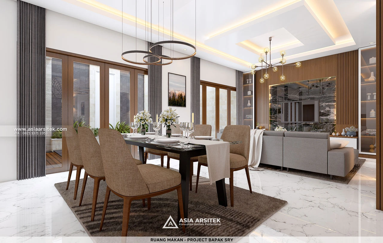 Desain Ruang Makan Rumah Tropis 2 Lantai Bapak SRY di Banjarmasin Kalimantan Selatan