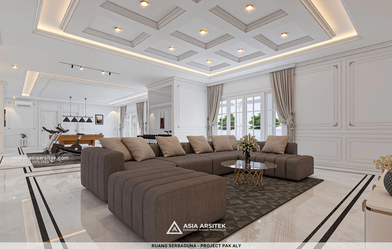 Desain Ruang Serbaguna Elegan Rumah Klasik 4 Lantai Bapak ALY di Kelapa Gading Jakarta Utara