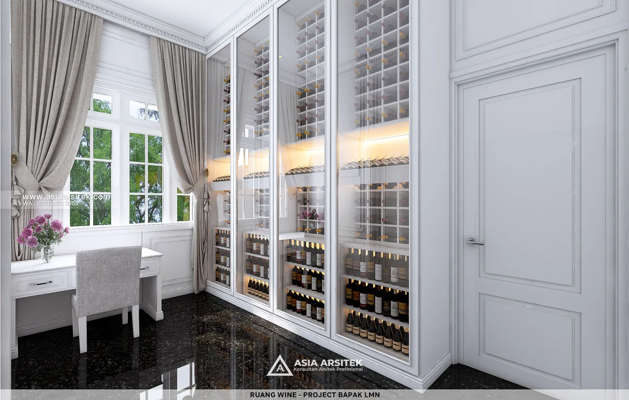 Desain Ruang Wine 2 Rumah Klasik 3 Lantai Bapak LMN di Sentul City Bogor