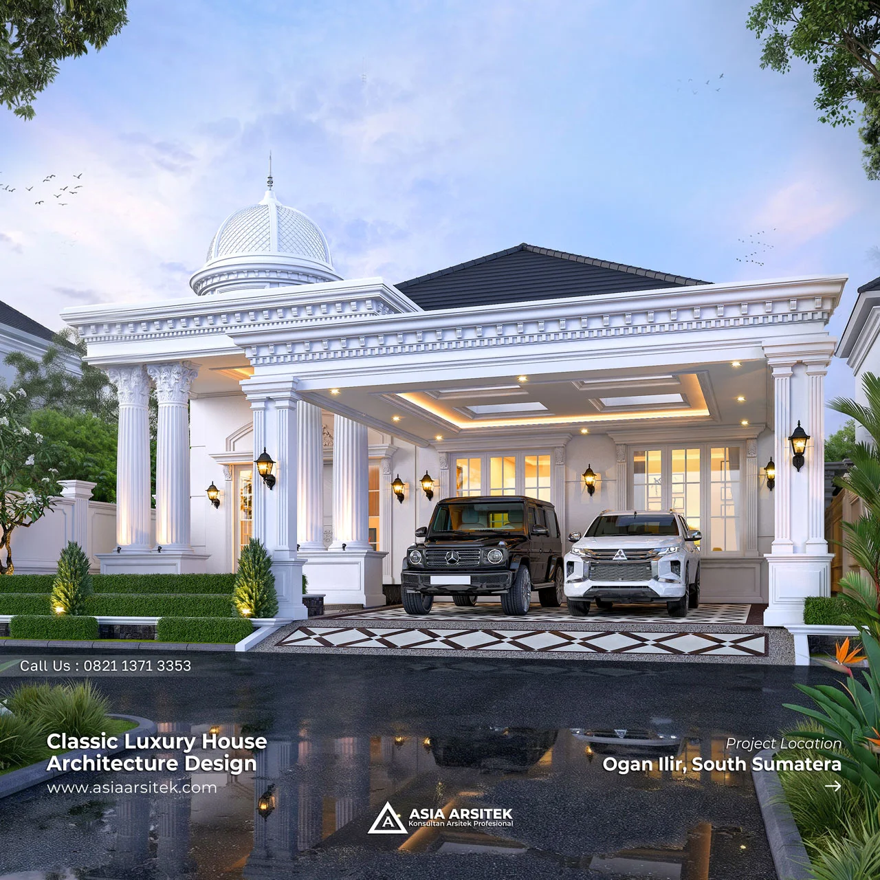 Desain Rumah Klasik 1 Lantai Bapak AN di Ogan Ilir Sumatera Selatan