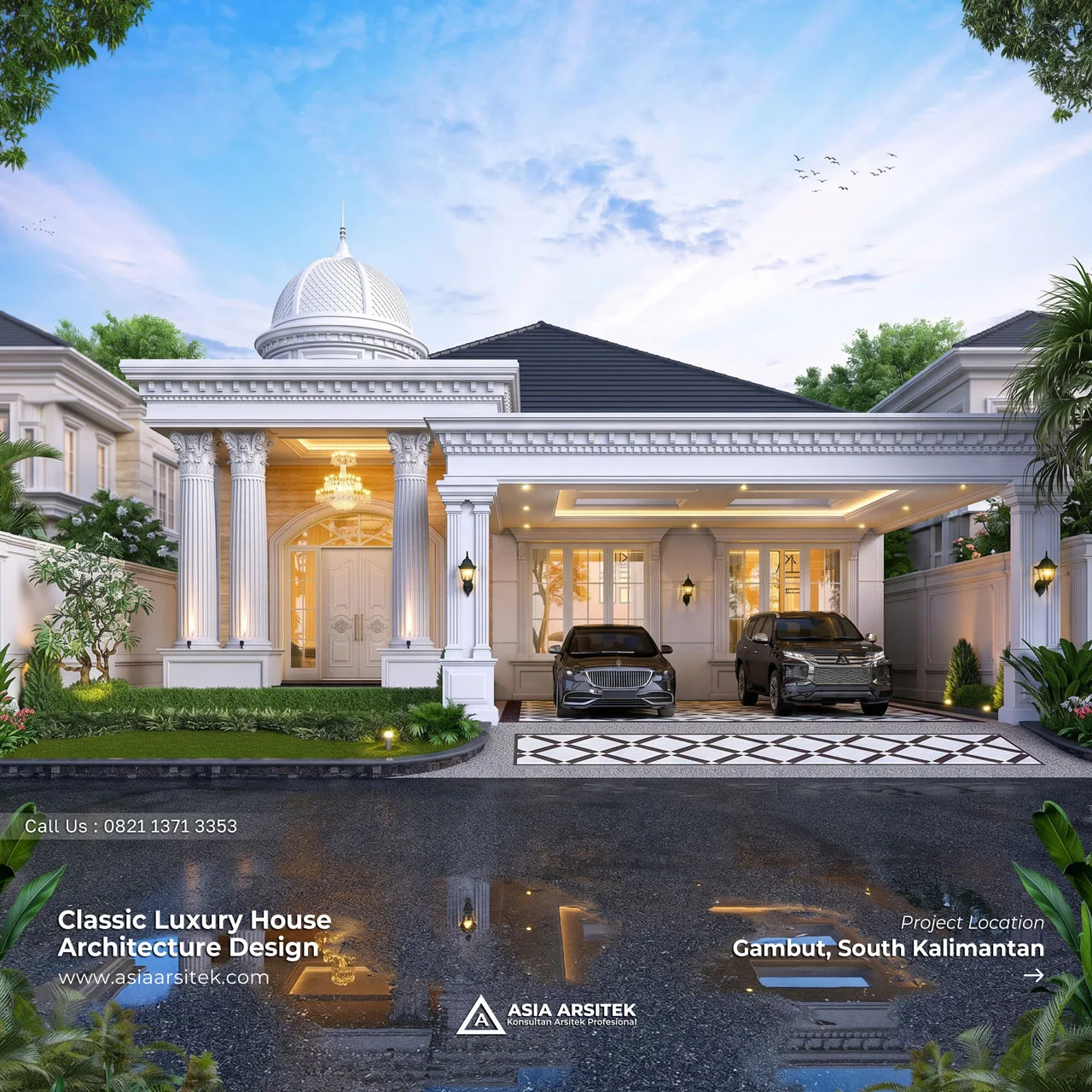 Desain Rumah Klasik 1 Lantai Bapak NRH di Gambut Kalimantan Selatan