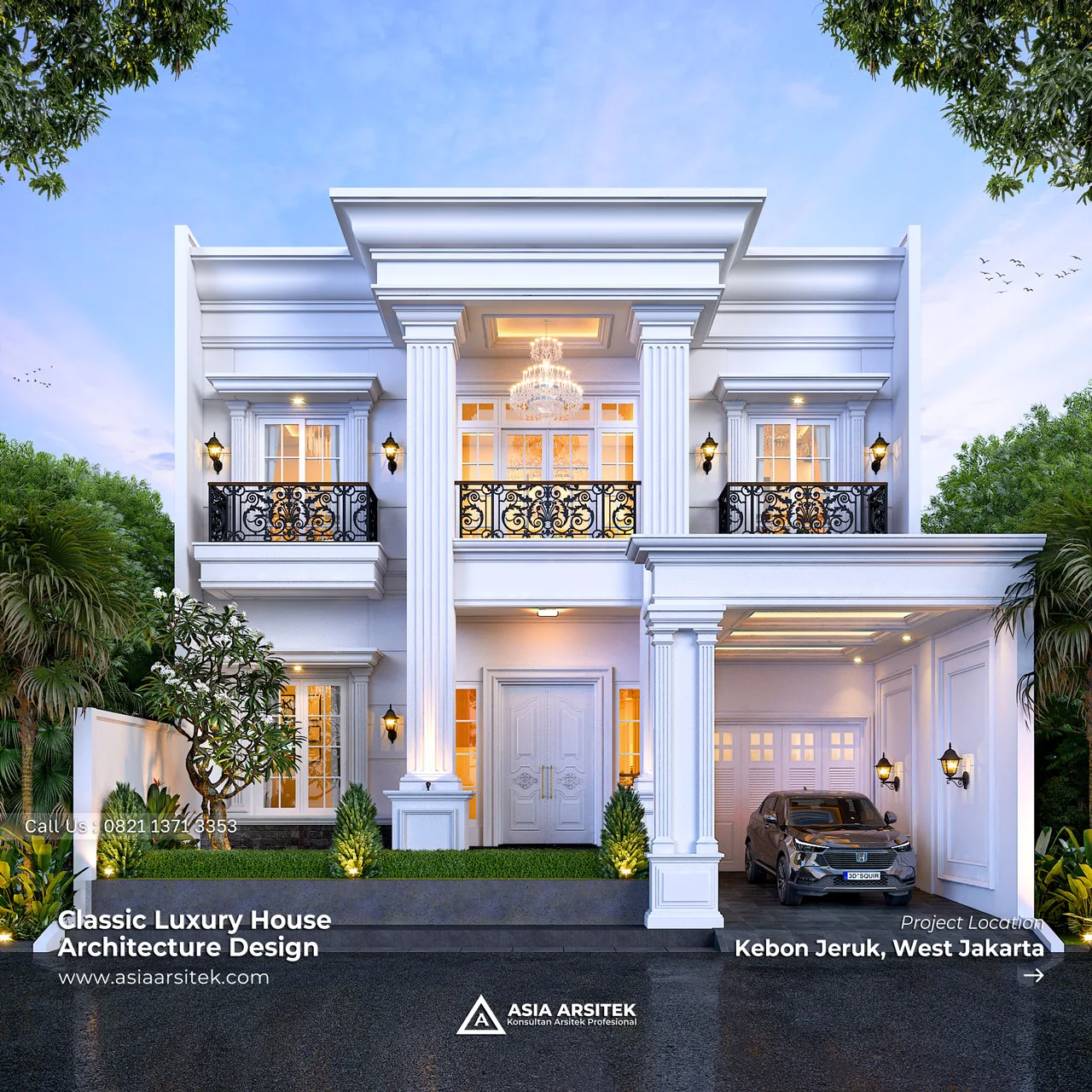Desain Rumah Klasik 2 Lantai Bapak AD di Kebon Jeruk Jakarta Barat