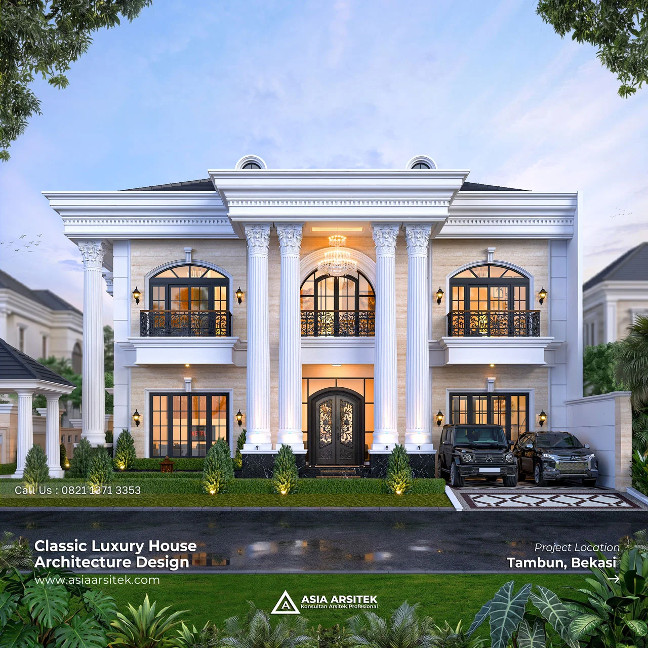 Desain Rumah Klasik 2 Lantai Bapak GHRN di Tambun Bekasi