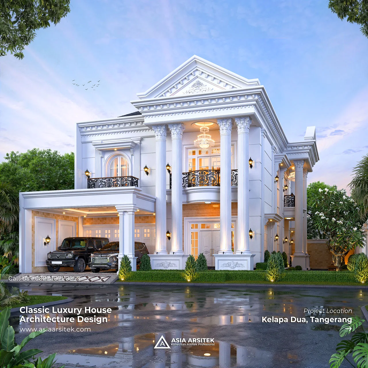 Desain Rumah Klasik 2 Lantai Bapak GVN di Kelapa Dua Tangerang