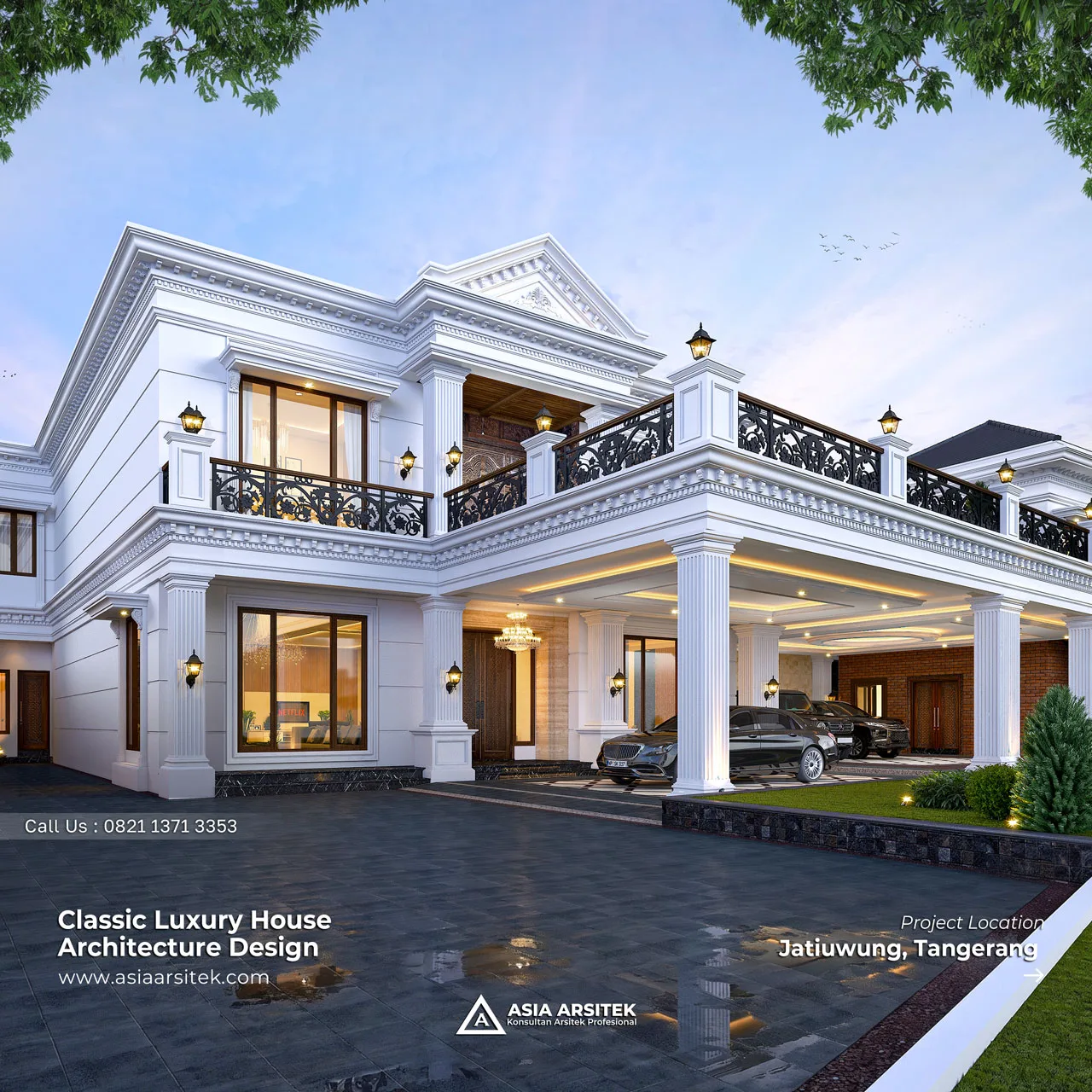 Desain Rumah Klasik 2 Lantai Bapak IZL di Jatiuwung Tangerang