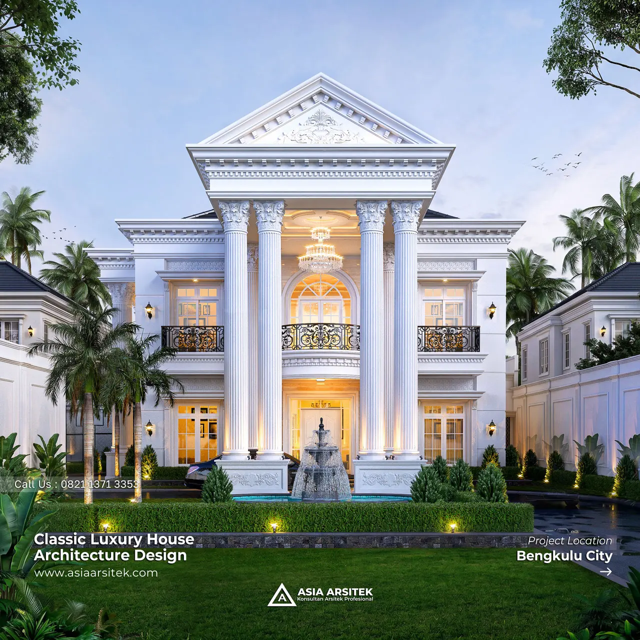 Desain Rumah Klasik 2 Lantai Ibu DNDF di Bengkulu