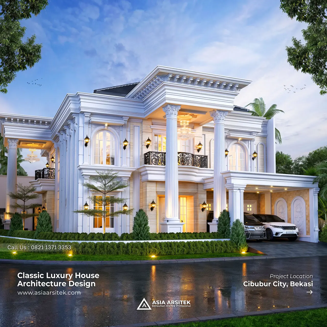 Desain Rumah Klasik 2 Lantai Ibu SRC di Cibubur Bekasi
