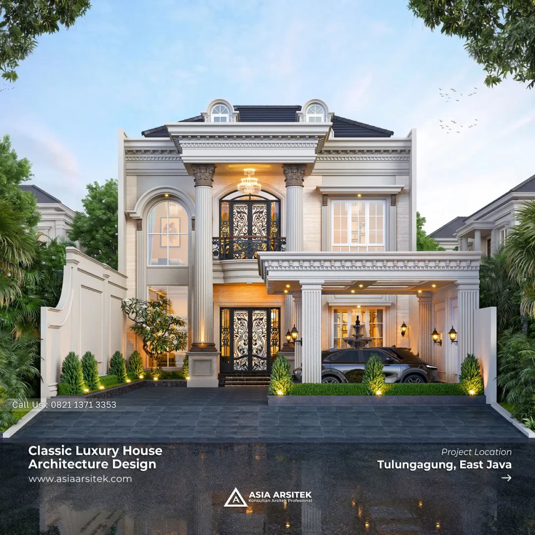 Desain Rumah Klasik 2 Lantai Ibu SST di Tulungagung Jawa Timur