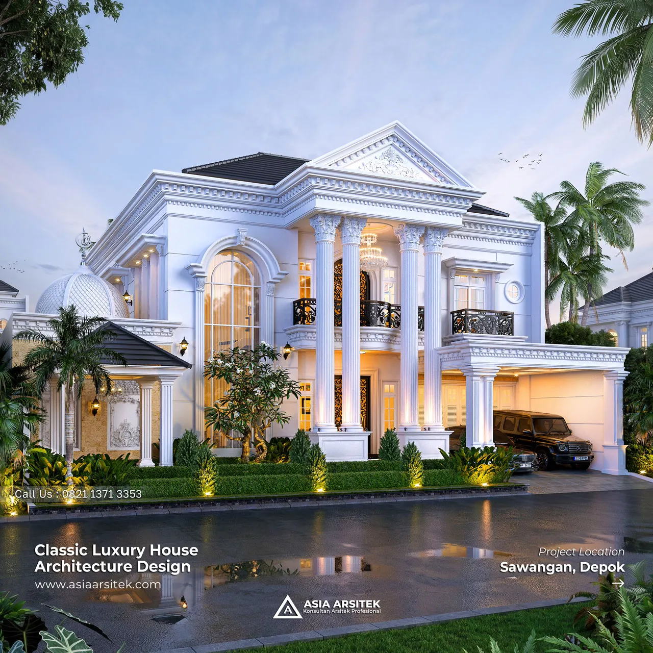 Desain Rumah Klasik 2 Lantai Pak MFT di Sawangan Depok