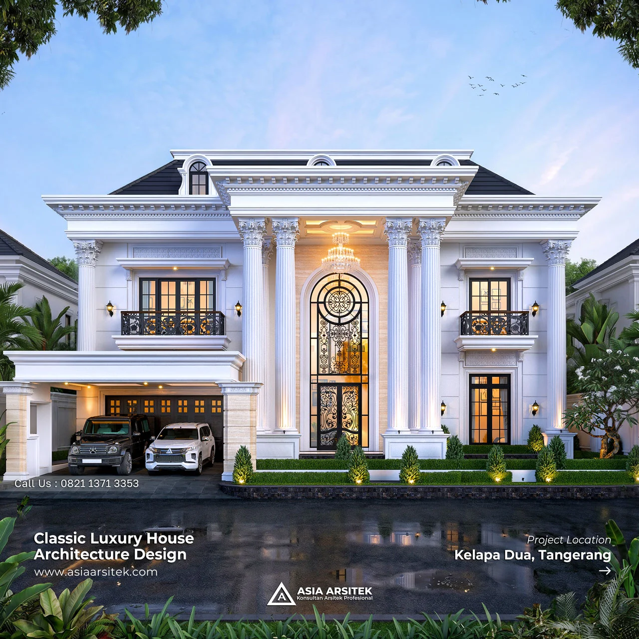 Desain Rumah Klasik 3 Lantai Bapak EKS di Kelapa Dua Tangerang