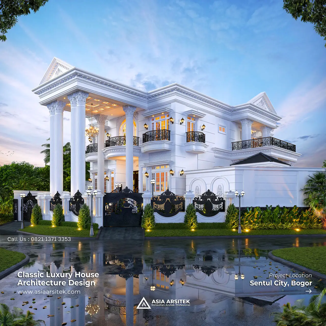 Desain Rumah Klasik 3 Lantai Bapak LMN di Sentul City Bogor