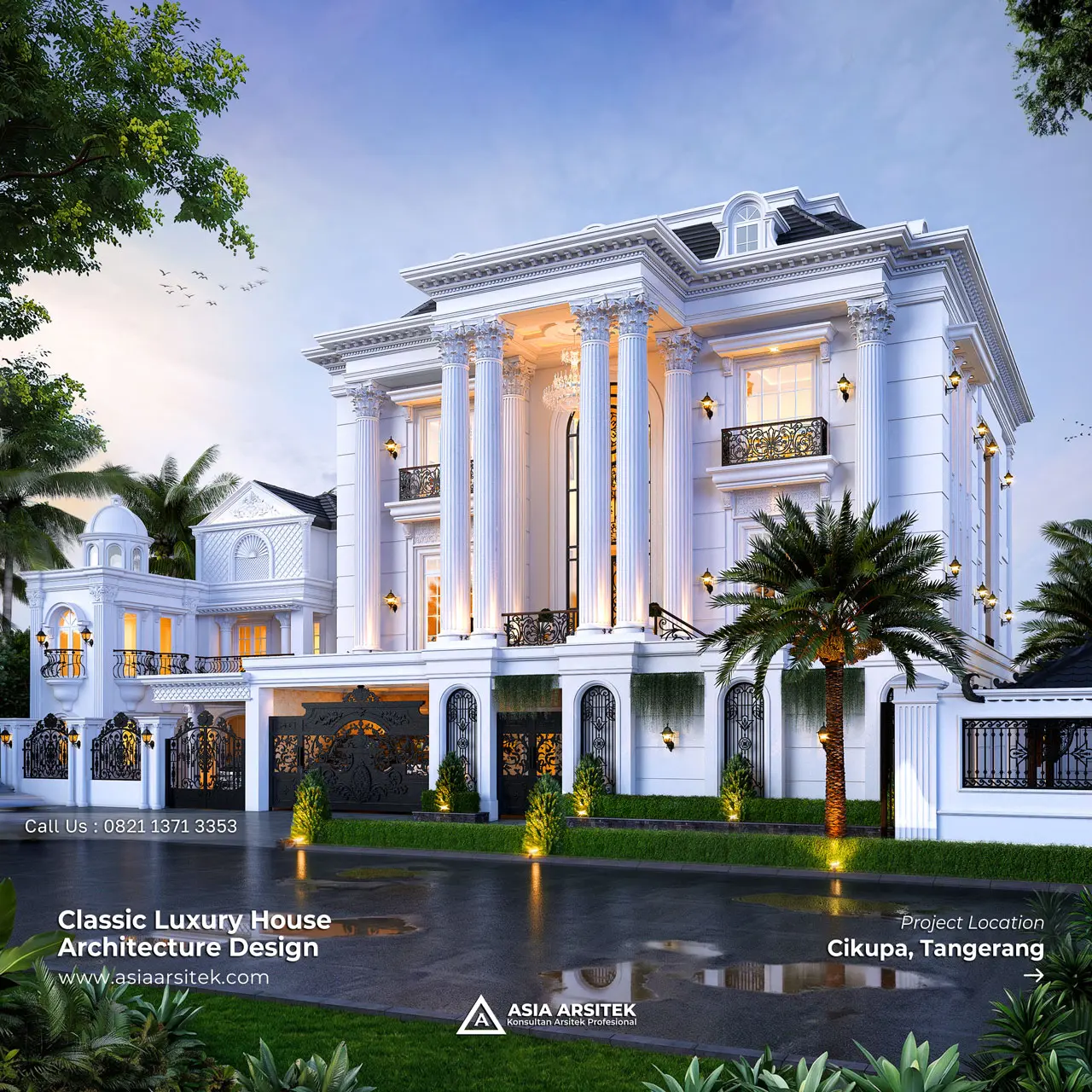 Desain Rumah Klasik 3 Lantai Bapak ZKN di Cikupa Tangerang