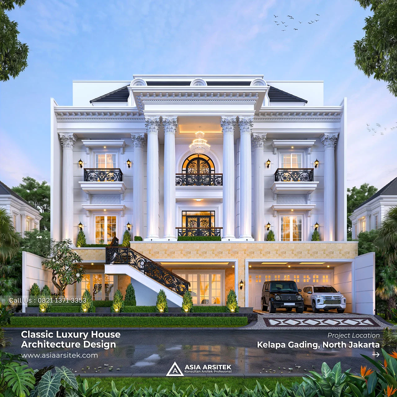 Desain Rumah Klasik 4 Lantai Bapak ALY di Kelapa Gading Jakarta Utara