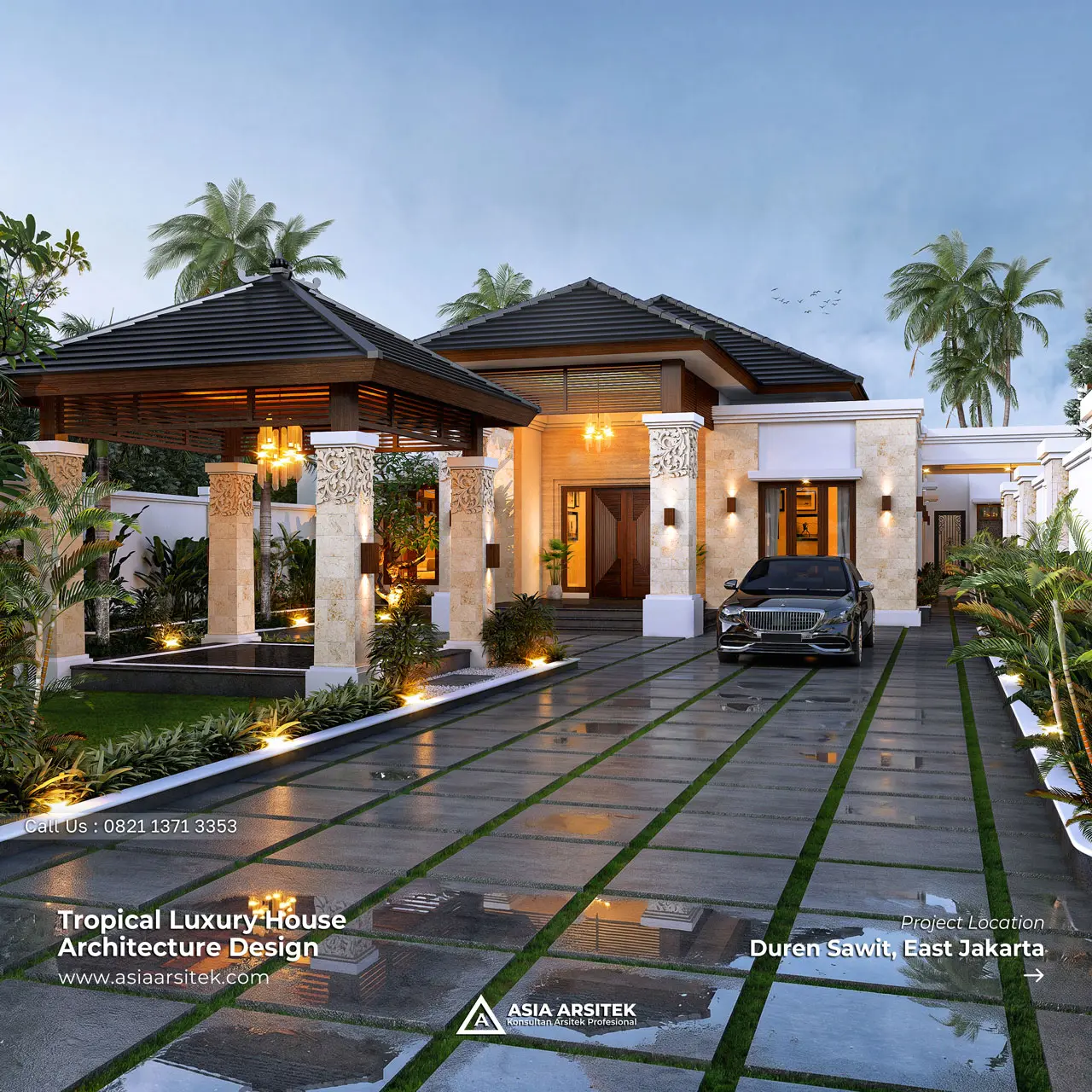 Desain Rumah Tropis 1 Lantai Bapak HR di Duren Sawit Jakarta Timur