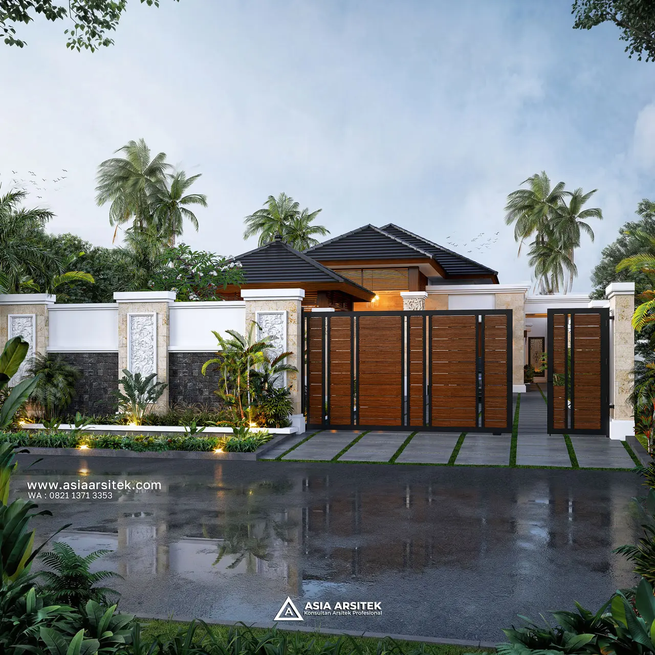 Desain Rumah Tropis 1 Lantai Dengan Pagar Bapak HR di Duren Sawit Jakarta Timur