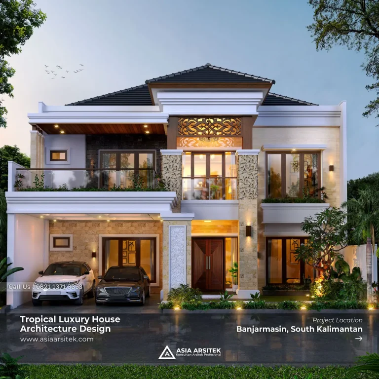 Desain Rumah Tropis 2 Lantai Bapak SRY di Banjarmasin Kalimantan Selatan