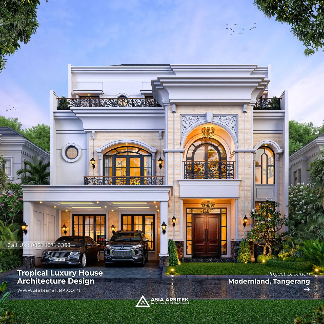 Desain Rumah Tropis 3 Lantai Bapak AND di Modernland Tangerang