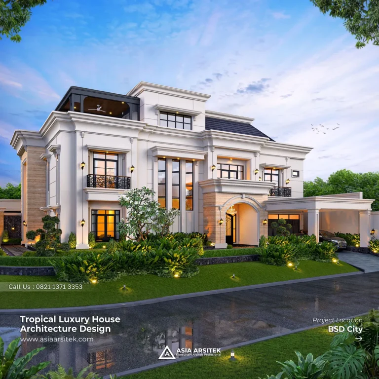 Desain Rumah Tropis 3 Lantai Bapak JNT di BSD City Tangerang