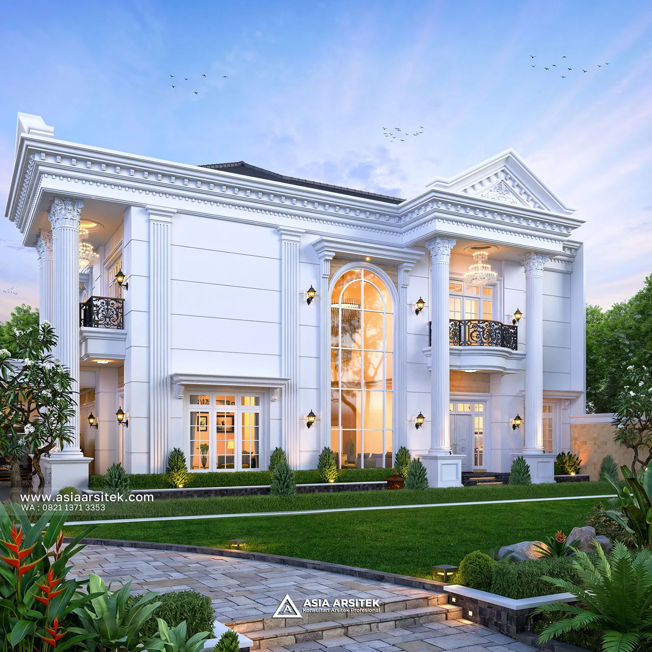 Desain Samping Kanan Rumah Klasik 2 Lantai Bapak GVN di Kelapa Dua Tangerang