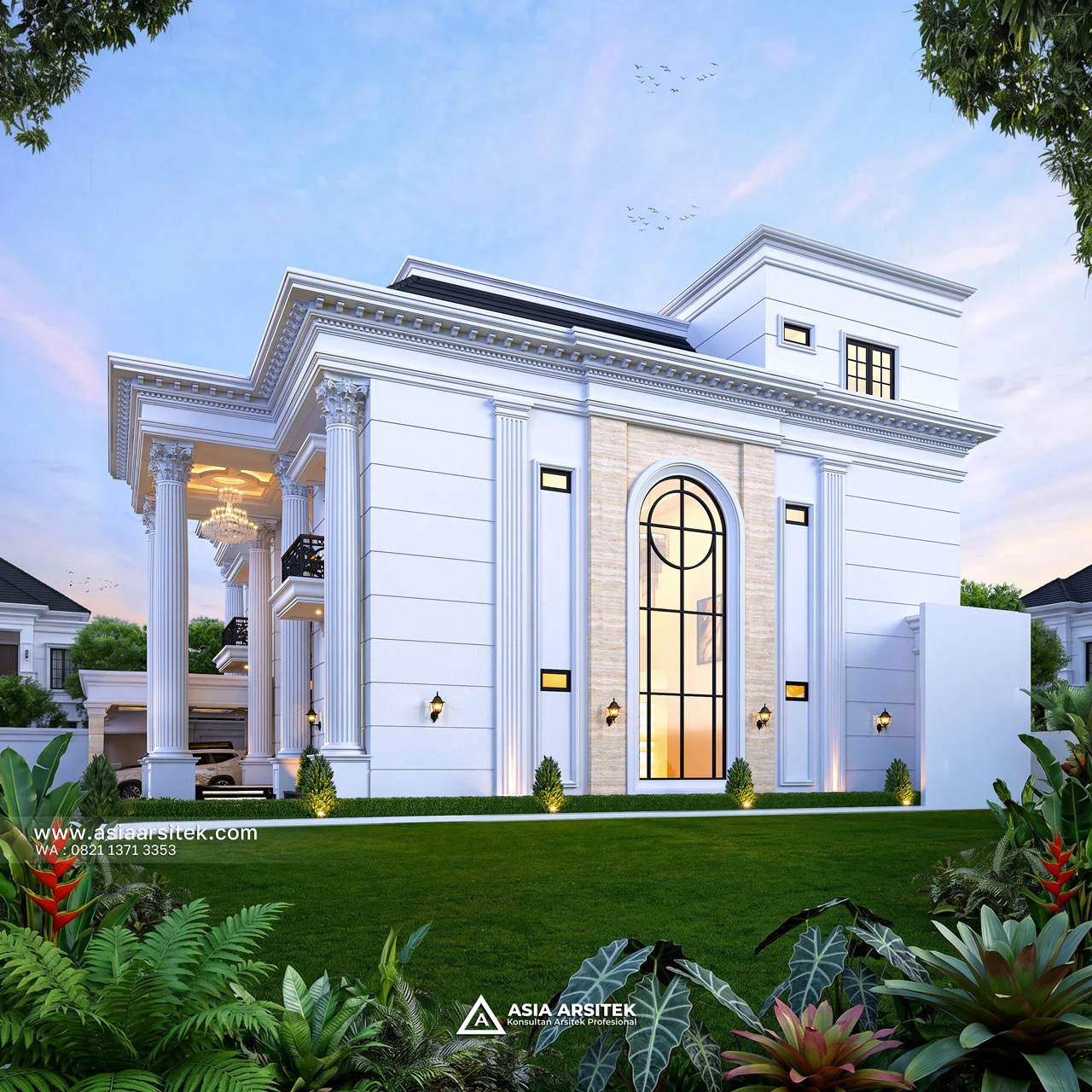 Desain Samping Kanan Rumah Klasik 3 Lantai Bapak EKS di Kelapa Dua Tangerang