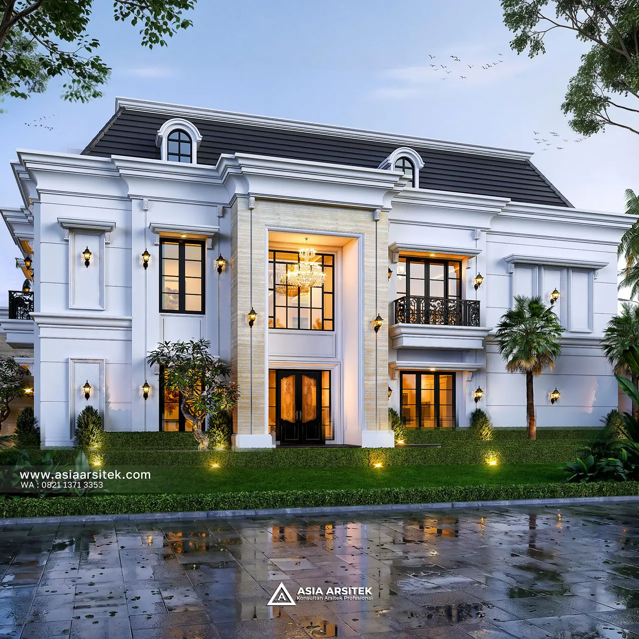 Desain Samping Kanan Rumah Tropis 2 Lantai Bapak HRT Bogor Jawa Barat