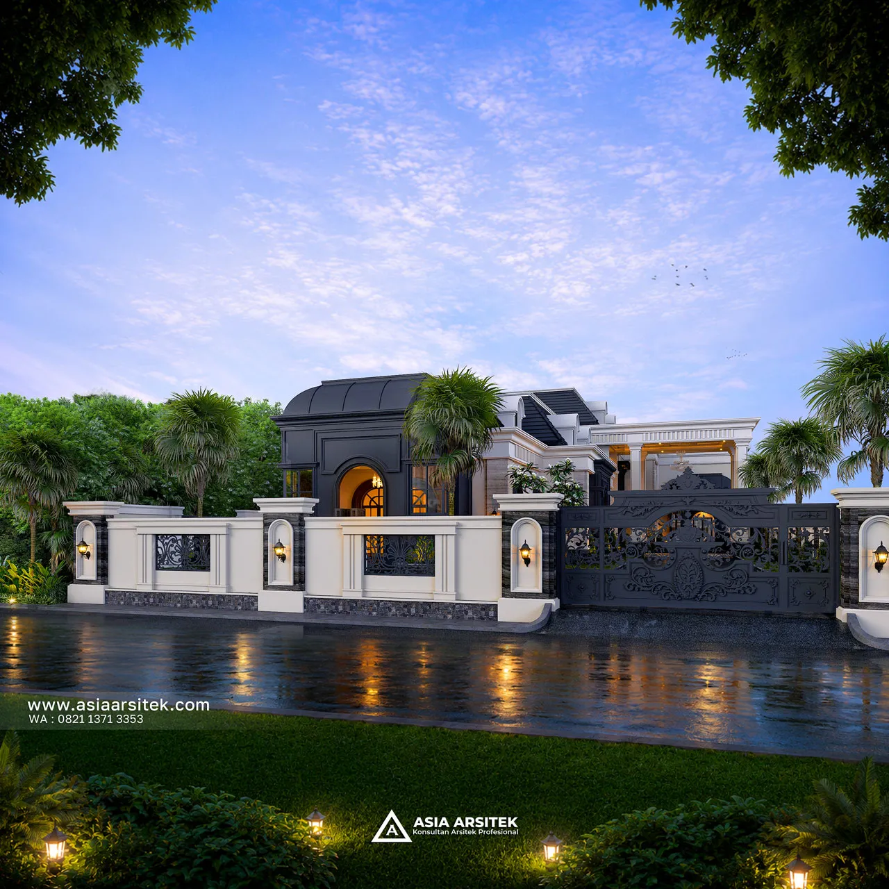 Desain Samping Kiri Dengan Pagar Rumah Klasik 1 Lantai Bapak JHN di Serang Banten