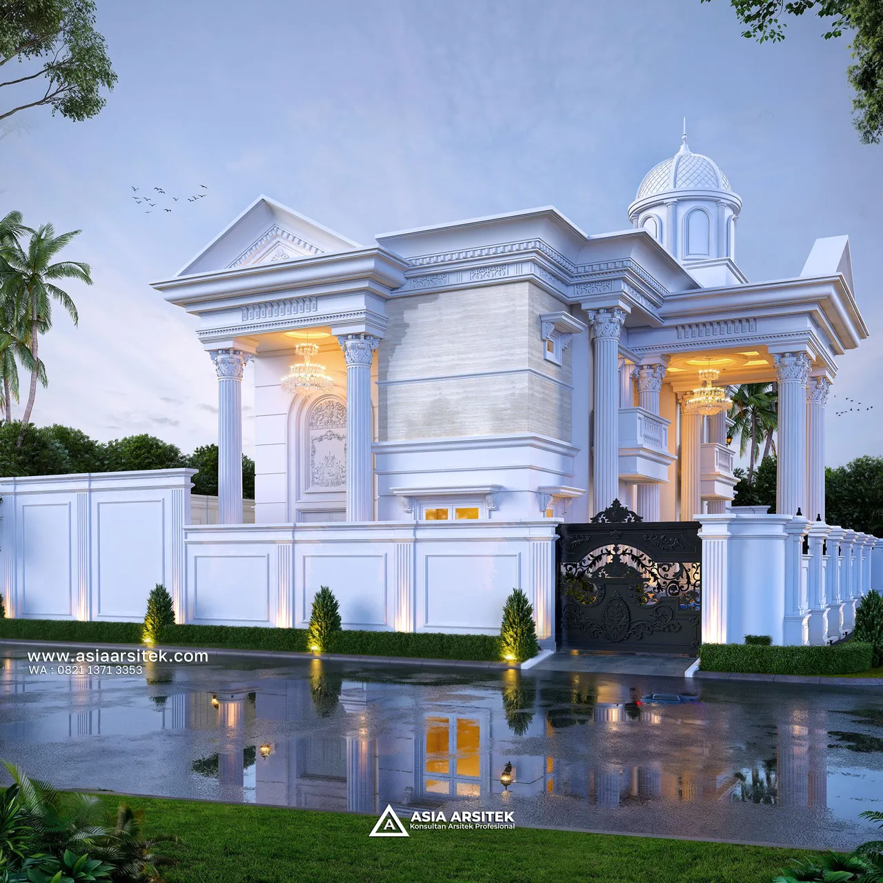 Desain Samping Kiri Dengan Pagar Rumah Klasik 2 Lantai Bapak AL di Bintaro Tangerang Selatan