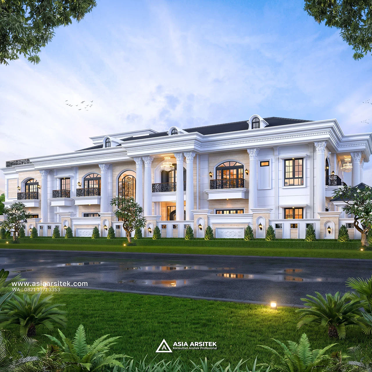 Desain Samping Kiri Dengan Pagar Rumah Klasik 2 Lantai Bapak GHRN di Tambun Bekasi