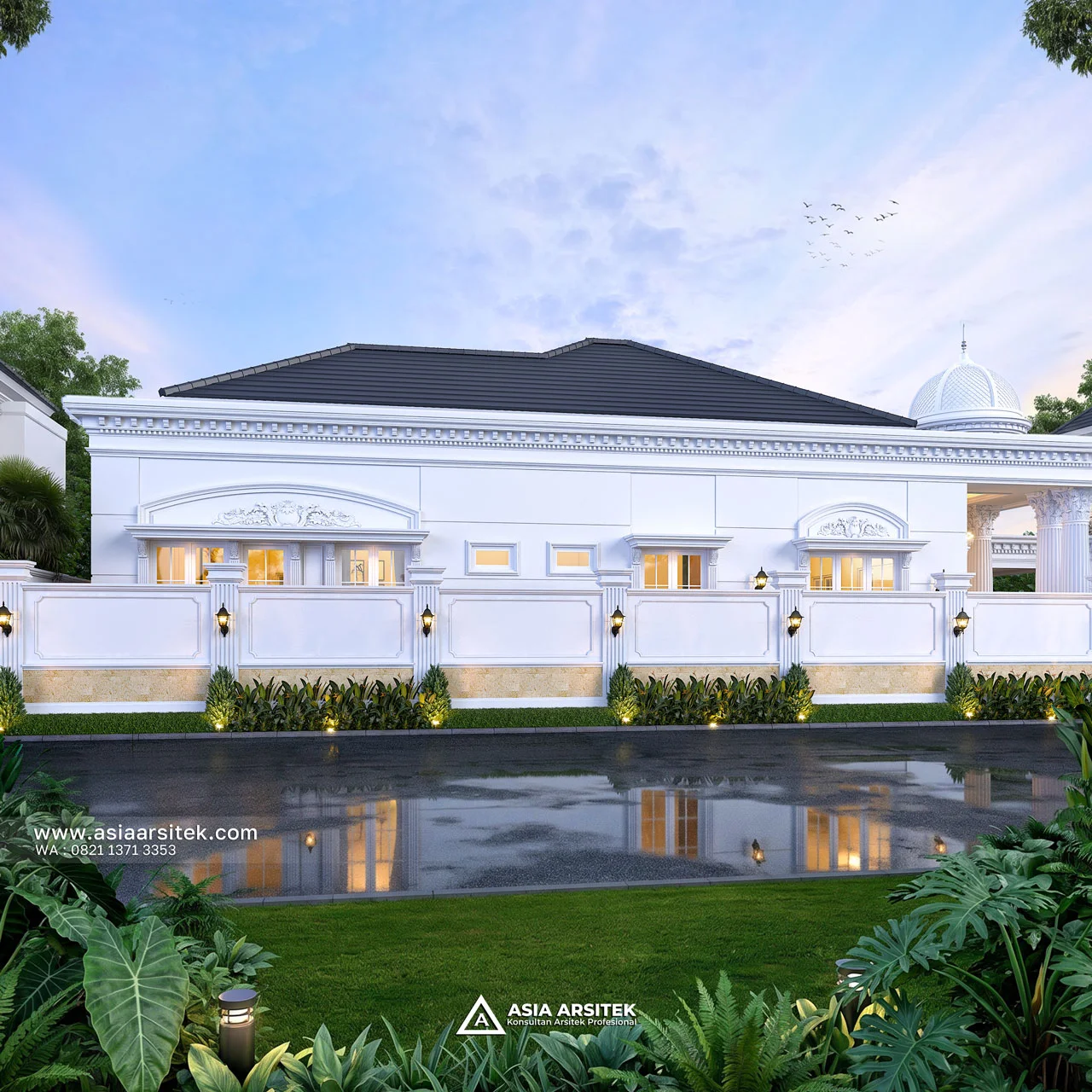 Desain Samping Kiri Pagar Rumah Klasik 1 Lantai Bapak AN di Ogan Ilir Sumatera Selatan