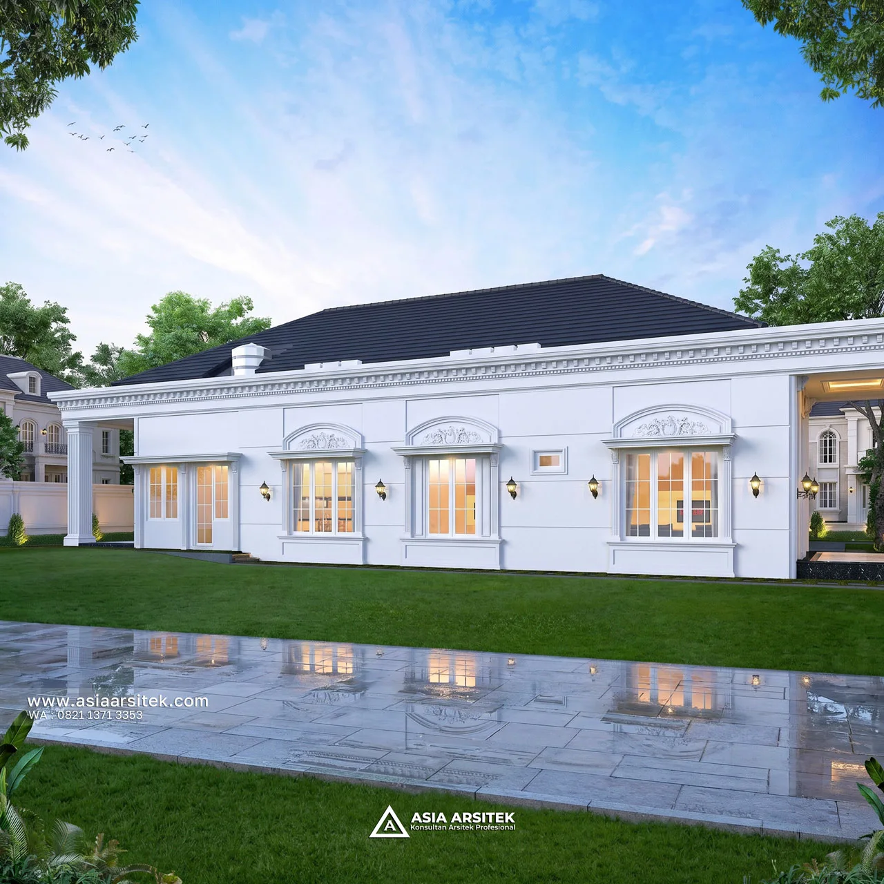Desain Samping Kiri Rumah Klasik 1 Lantai Bapak NRH di Gambut Kalimantan Selatan