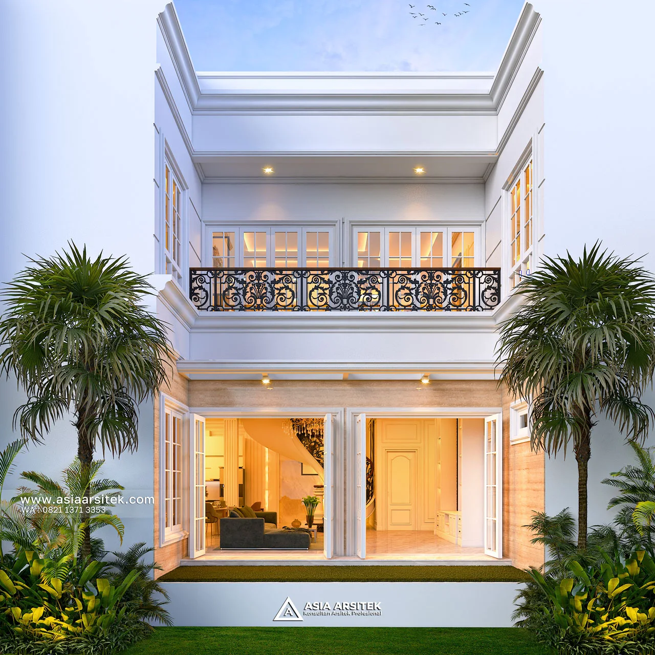Desain Samping Kiri Rumah Klasik 2 Lantai Bapak AD di Kebon Jeruk Jakarta Barat