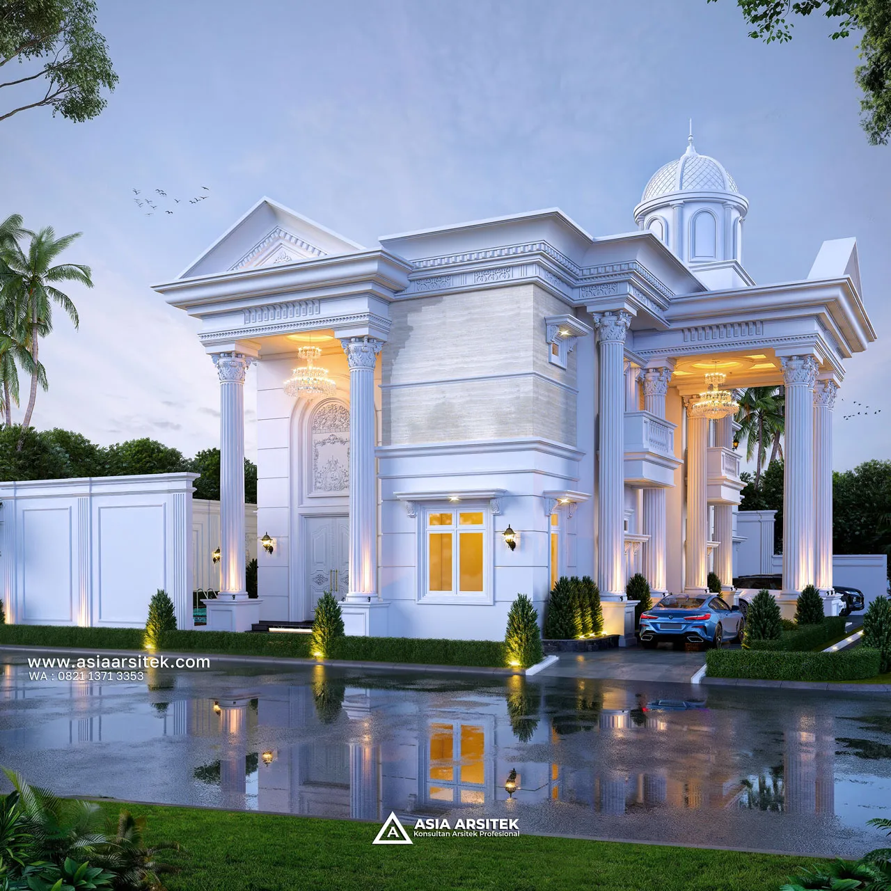 Desain Samping Kiri Rumah Klasik 2 Lantai Bapak AL di Bintaro Tangerang Selatan