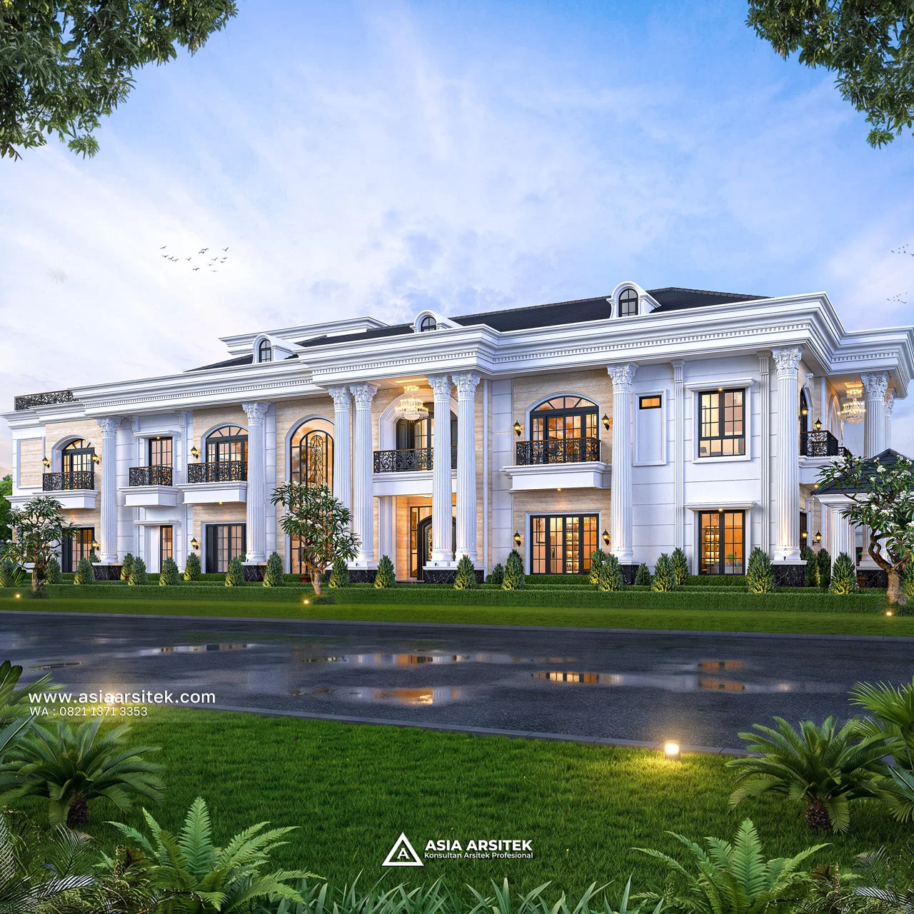Desain Samping Kiri Rumah Klasik 2 Lantai Bapak GHRN di Tambun Bekasi